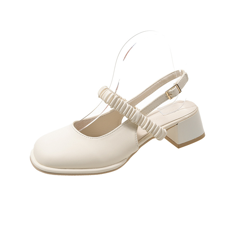 Ella, ella, la misma cabeza redonda, sandalias, zapatos casuales de tacones gruesos, zapatos casuales de una sola mujer, verano 2025, nuevo modelo WJY01BH3