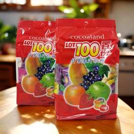 批发供应休闲食品零食 年货礼盒百分百什锦水果软糖1000g*12袋/箱