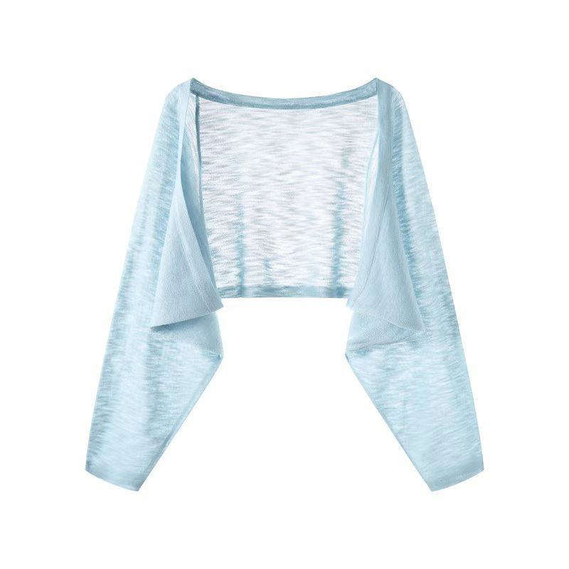Summer Bamboo Linen Knitted Cardigan, Thin Outer Wear with Suspender Skirt, Sun Protection Shawl, Short Air-Conditioned Shirt, Waistoutwear Jacket