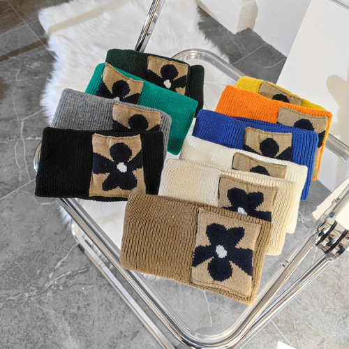 Black Wide Edge Hairband in Ancient Style for Women, Autumn/Winter Thick Warm Headband, Knitted Hair Wrap with Ear Protection, Korean Version