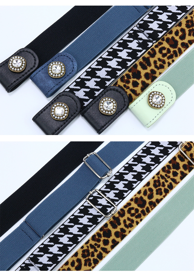 Fashion Solid Color Leopard Pu Leather Alloy Diamond Women's Woven Belts 1 Piece display picture 4