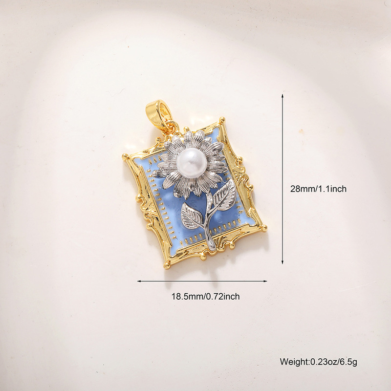 フランスモネガーデン油絵風花天然真珠ドリップオイル銅色保存ネックレスペンダントシングルペンダントアクセサリーペンダント|undefined