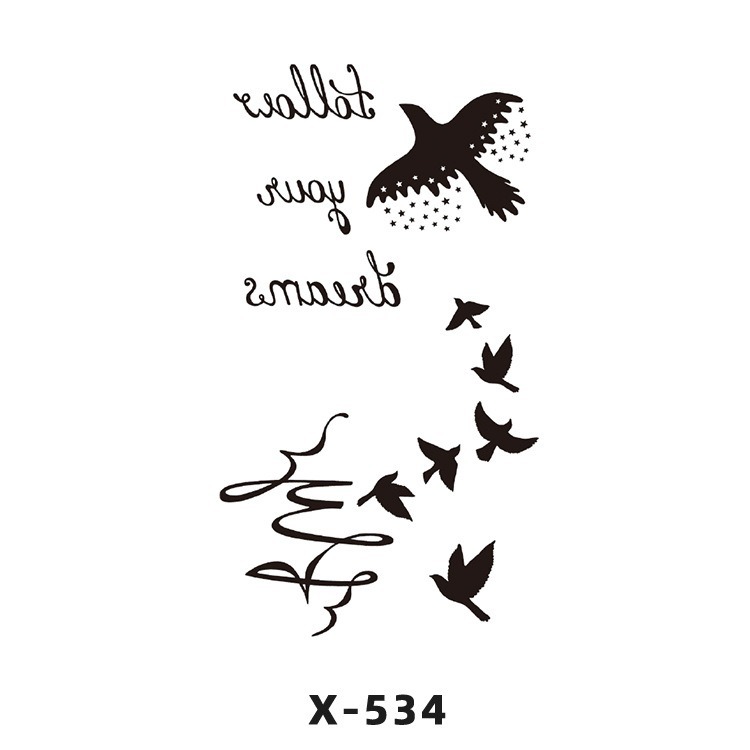 Arco de flor pequeña pegatinas de tatuaje fresco 3D dibujos animados transfronterizo Henna rosa impermeable texto en inglés pegatinas de tatuaje