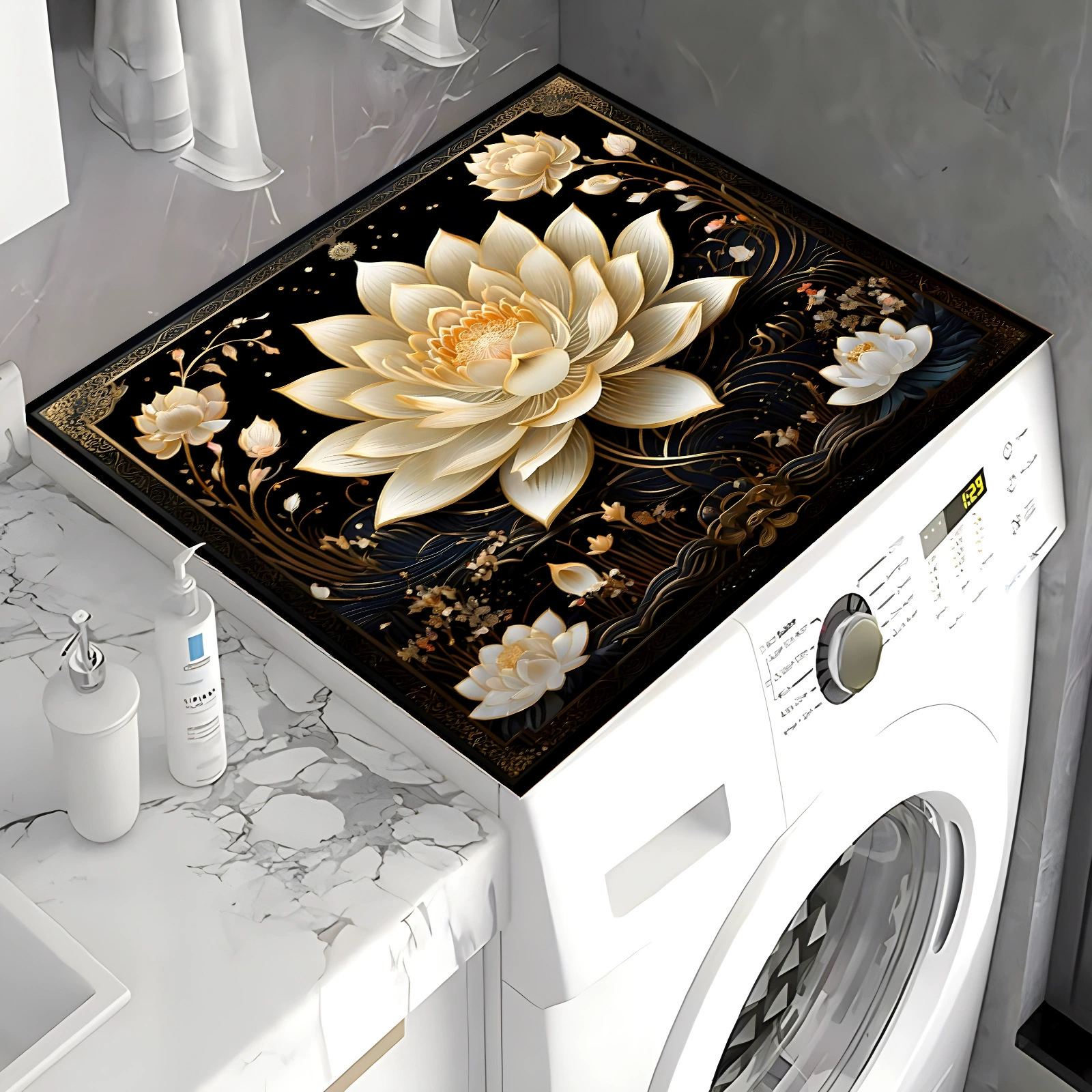 Трансграничная трехмерная лотосовая одежда коврик пылезащитный коврик мягкий диатомовый бар тумбочка коврик домашний стиральная машина крышка