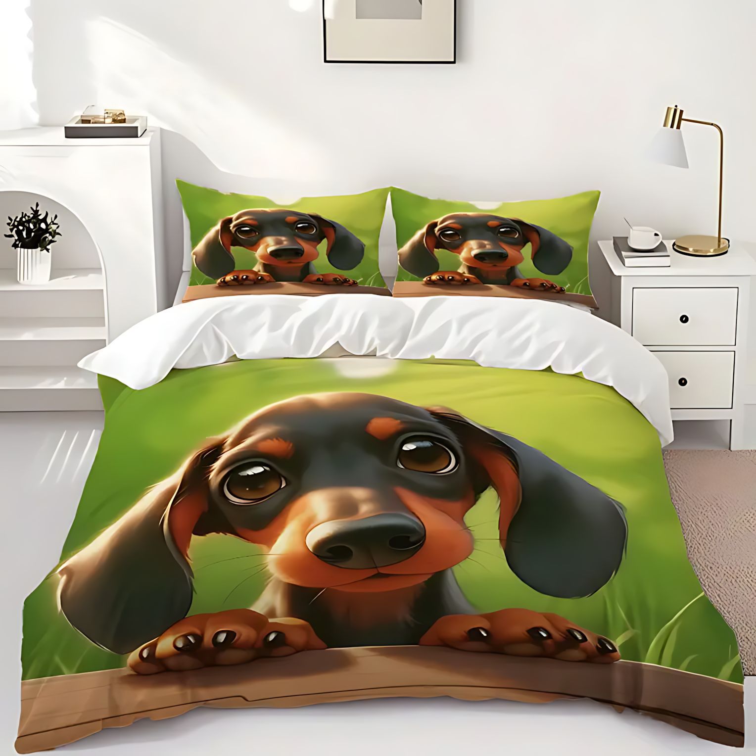 TEMU / JIT Cross-Border Little Salchich Theme HD Digital Printed Colchón Colchón Kit de cama