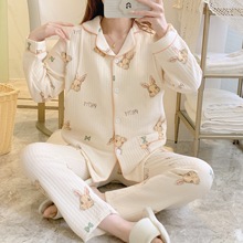 200斤加大码纯棉夹棉秋冬空气层月子服产妇300斤哺乳家居睡衣