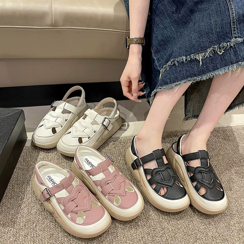 Весенние и летние новые женские туфли увеличены с толстым дном