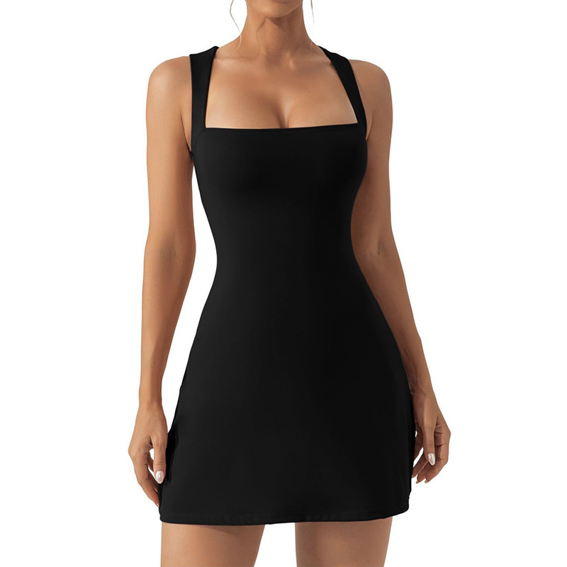 Amazon's Popular Square-Neck Tight Skirt European and American Cross-Border Women's Sleeveless Vest Stretch Trumpet Mini Dress