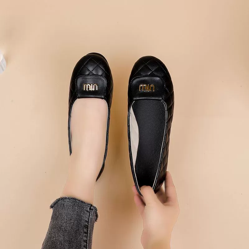 Французская удобная обувь с плоской подошвы с круглой головкой небольшой ароматный стиль, ромбовидные туфли с юбкой 2025 ранней весной