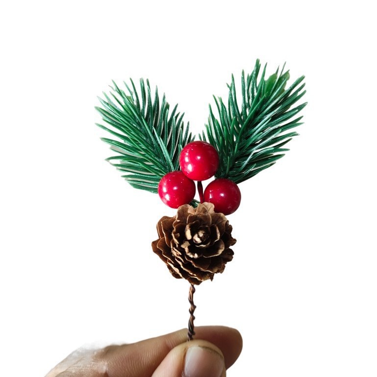 Navidad transfronteriza tamaño de decoración de pinos de pinos de simulación de bayas pinos de pinos decoraciones de pinos de Navidad flores de pinos