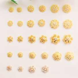 14K包金保色 微镶雪花隔片花型花帽配饰 diy手串散珠饰品配件材料