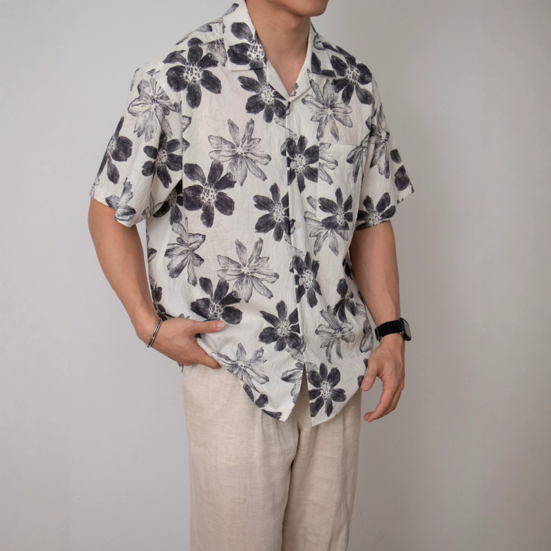 Nengmeng Petal Abstract Graffiti Digital Print Shirt Men's Summer Breathable Drapey Men's Short Sleeve Shirt Nengmeng Petal Abstract Graffiti Digital Print Shirt Men's Summer Breathable Drapey Men's Short Sleeve Shirt