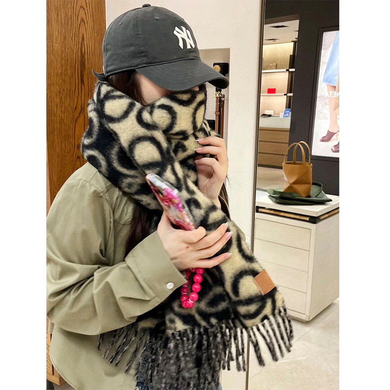 High-Quality Winter New Mohair Scarf for Women, High-End Wool Scarf, Versatile Warm Scarf, Shawl, Double-Sided