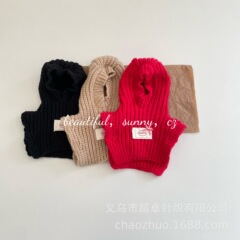 复古一体帽多用针织围巾帽子披肩男童女童保暖毛线帽
