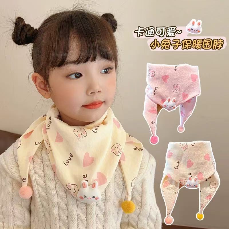 Children's Scarf Baby Pure Cotton Skin-Friendly Baby Scarf Winter New Warm Saliva Towel Girls New Triangle Scarf