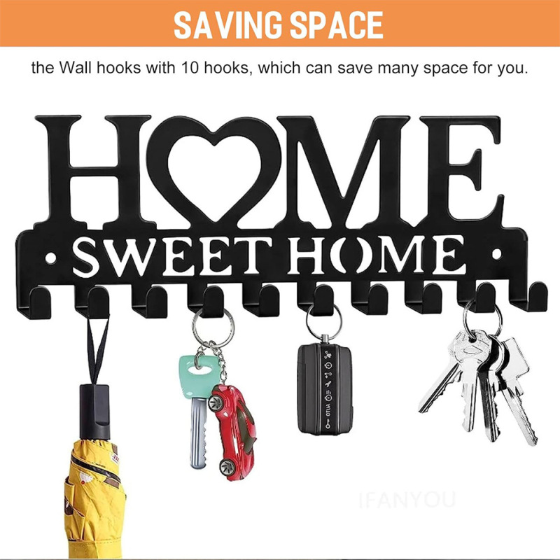 Key Hanger Wall Storage Rack Metal Art Decoration Hook Iron HOME Door Rear Storage Coat Hood Bag Hook