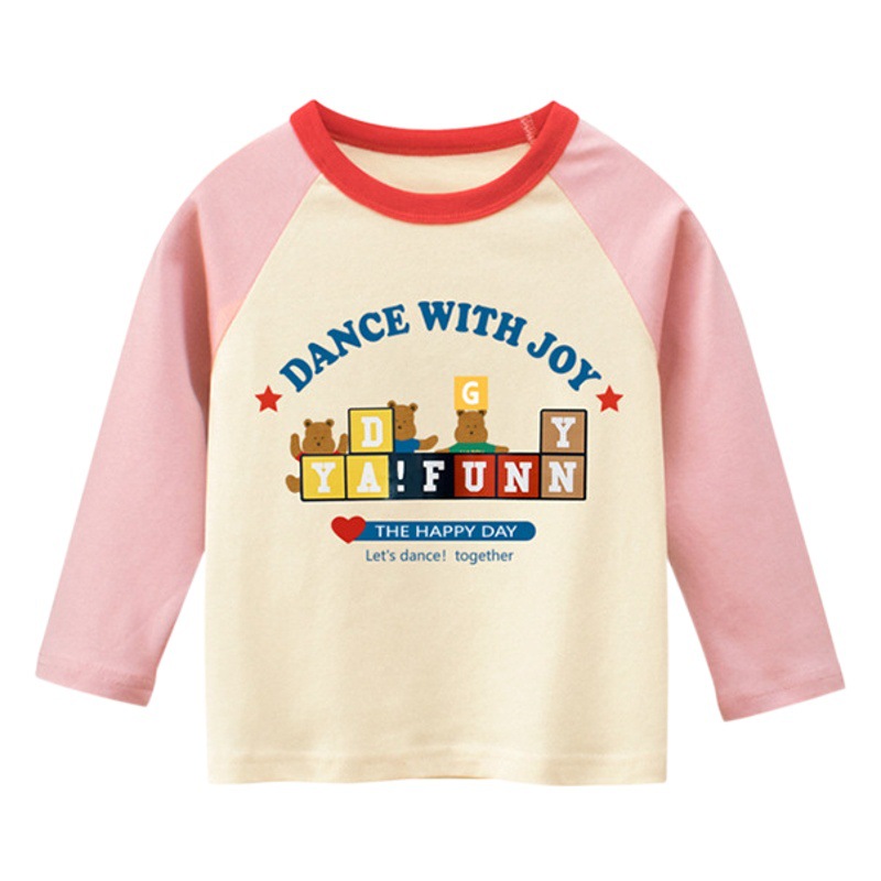 Camisetas de Manga Larga para Niños Primavera 2024, Nuevos Productos al por Mayor, Estilo Coreano, Camisetas con Dibujos Animados para Niñas y Camisetas Interiores para Niños, Dropshipping