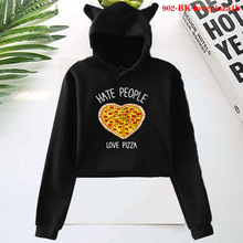 Hate people Love Pizza Pizza Fast Food Lover貓耳朵衛衣帽衫