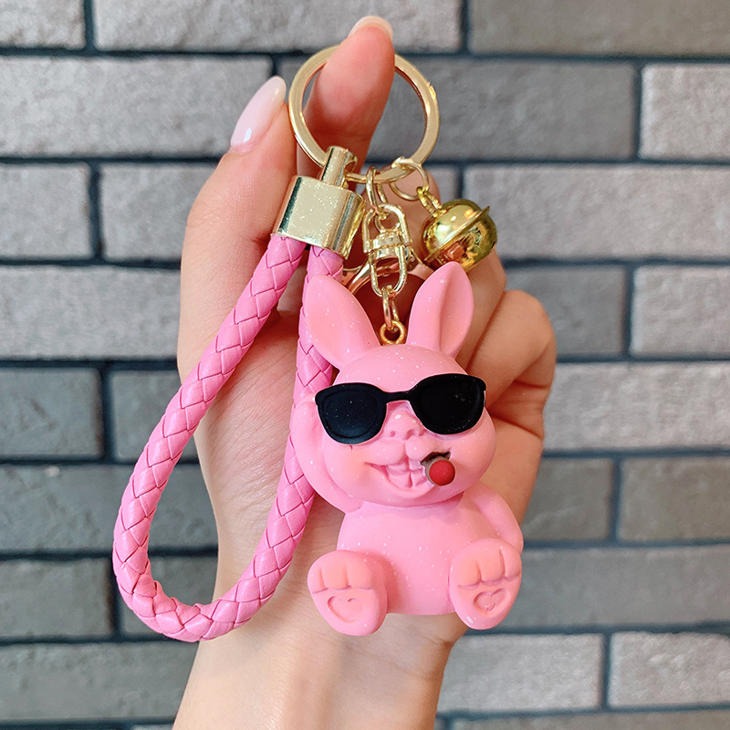 Moda fresco resina cachorro llavero conejito oso muñeca colgante bolso del coche adornos pequeño regalo