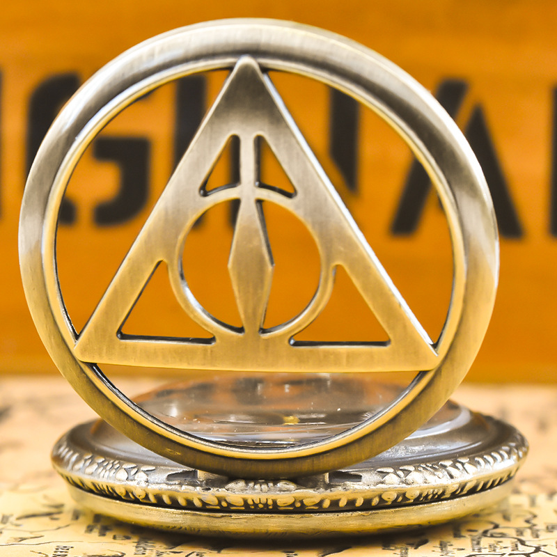 New retro Harry Potter Deathly Hallows Golden Classic hollow white quartz large pocket watch manufacturer