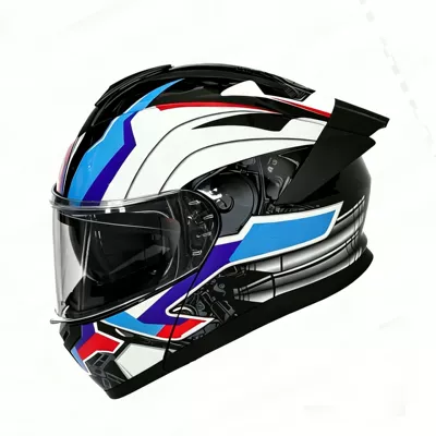 Motosiklet kaskı (dəbilqə) – helmet with built-in Bluetooth slot - mechanical-blue-transparent-mirror-m-54-55