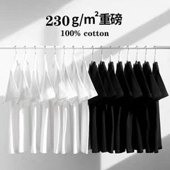 高品質新疆綿重ポンド230グラム純白不透半袖tシャツ男ゆるいカジュアルシャツ上着女夏
