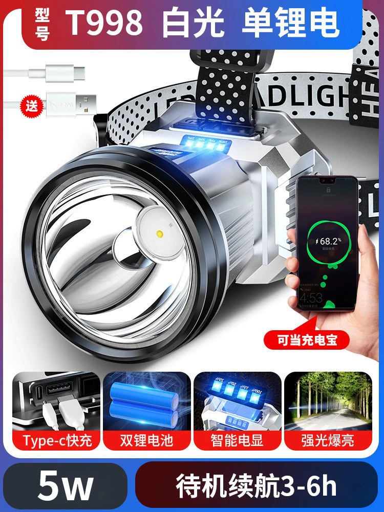 LED waterproof lantern, super bright extra-long miner's lamp, flashlight