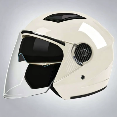 and winter all-season anti-fog dual-lens safety | Motosiklet kaskı (dəbilqə) - b4-dual-lenses-off-white
