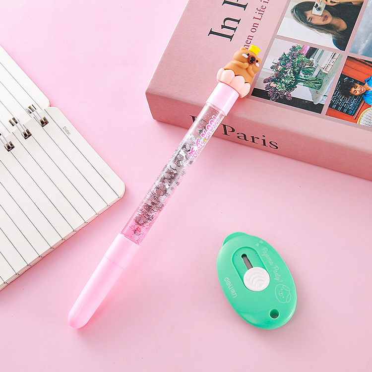Pluma de gel de arena movediza creativa combinación estudiante de papelería de dibujos animados Pluma de hadas de alta apariencia Oficina Pluma de firma a base de agua
