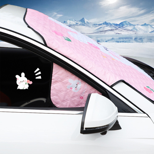 Car snow shield Cartoon printed front windshield anti-freeze and snow cover Winter window universal car snow shield