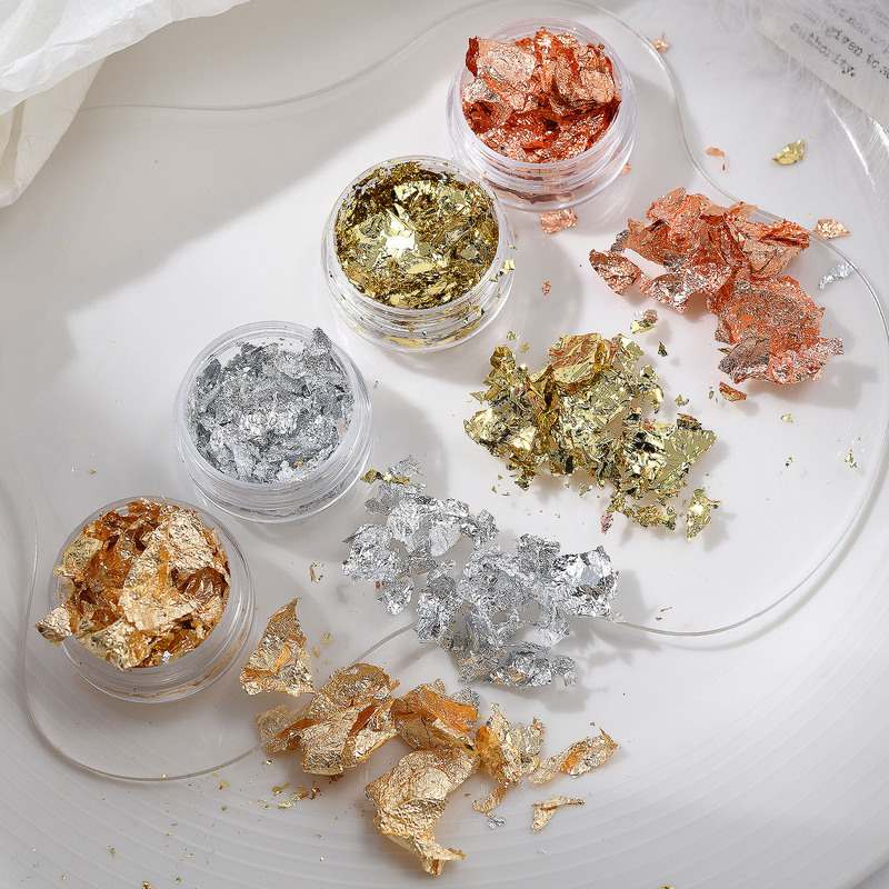 Gold Foil Nail Art Jewelry Gold Silver Rose Gold Ultra-Thin Tin Foil Fragments Nail Decoration Wholesale