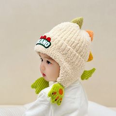 儿童毛线帽帽子秋冬女童秋冬季新款可爱恐龙加厚保暖护耳宝宝针织