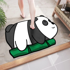 Panda bathroom door absorbent floor mat soft diatom mud internet celebrity cartoon bathroom non-slip black technology toilet door mat