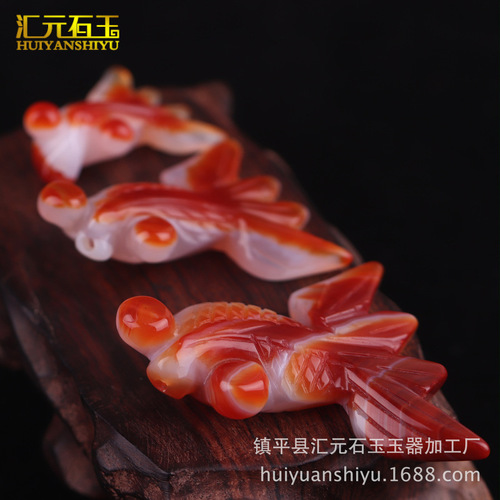 Multicolor Agate Red Goldfish Handmade Pendant Ice-Clear Carnelian Yearly Surplus Pendant Jade Jewelry Hanging Decor
