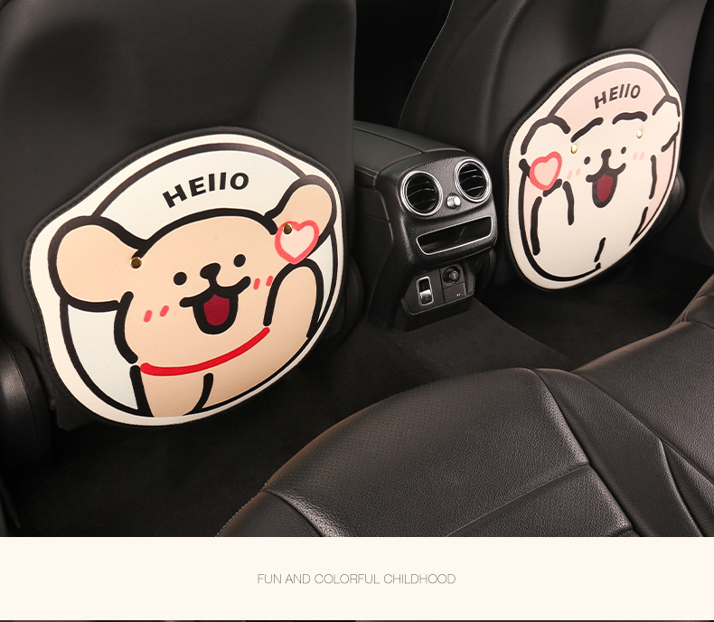 Women's cute puppy cartoon chair back anti-kick cushion car seat chair back anti-dirty anti-fouling cushion back pocket suspension type