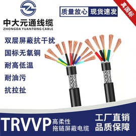 中大元通国标高柔性拖链电缆线TRVVP2/3/4/8芯耐折弯屏蔽拖链线缆