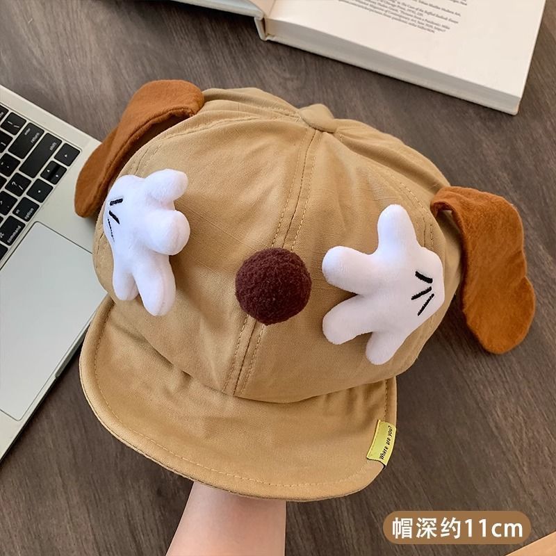 可爱卡通小狗耳朵鸭舌帽女春秋季出游大头围显脸小休闲百搭棒球帽|undefined
