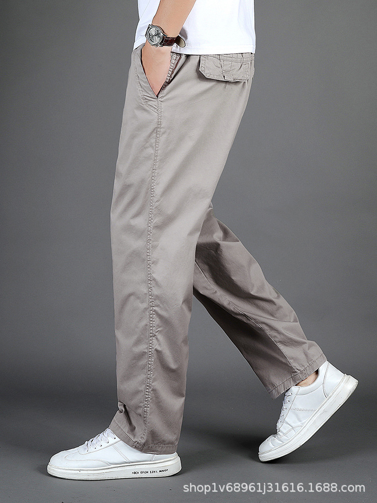 Zuoluo pantalones casuales Pantalones rectos sueltos de los hombres pantalones de papá de mediana edad pantalones elásticos pantalones de algodón puro 226