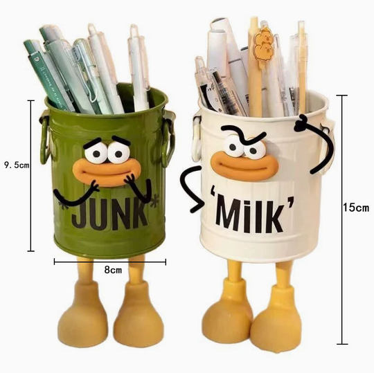 Ins high-value cartoon personalized pen holder student desktop office large capacity cute simple retro storage bucket