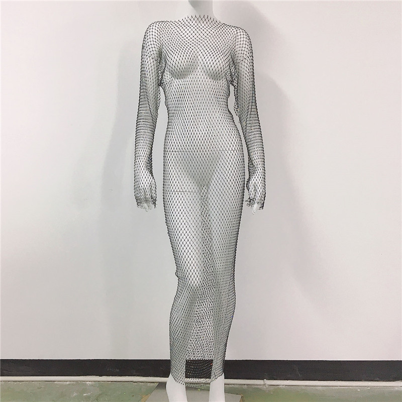 블랙 분할되지 않은 긴 원피스