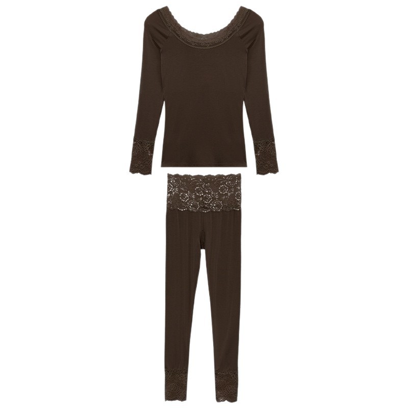 Lace fitted keep warm underwear, comfortable set