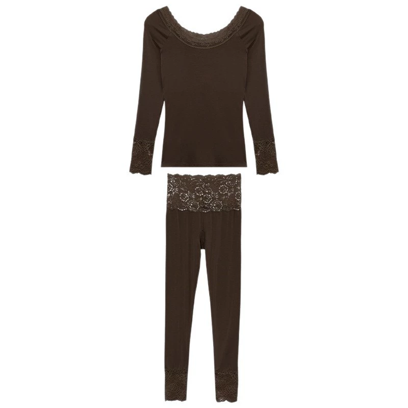 Lace fitted keep warm underwear, comfortable set