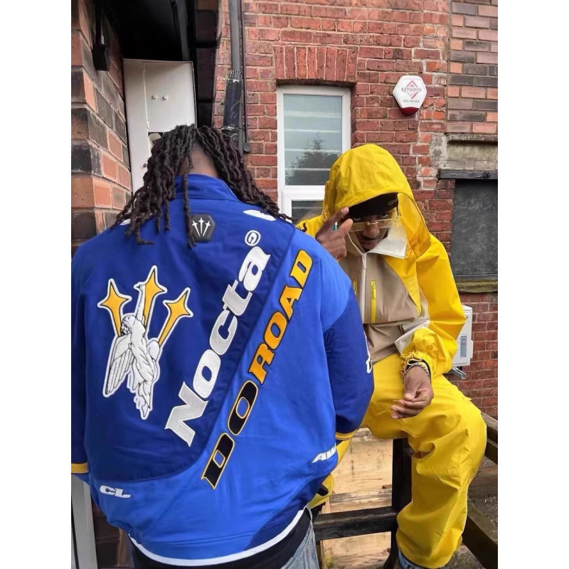Drake Drill Style High Street Stand Collar Cotton Jacket Men's Winter Letter Print Baseball Cotton Jacket Cycling Jacket
