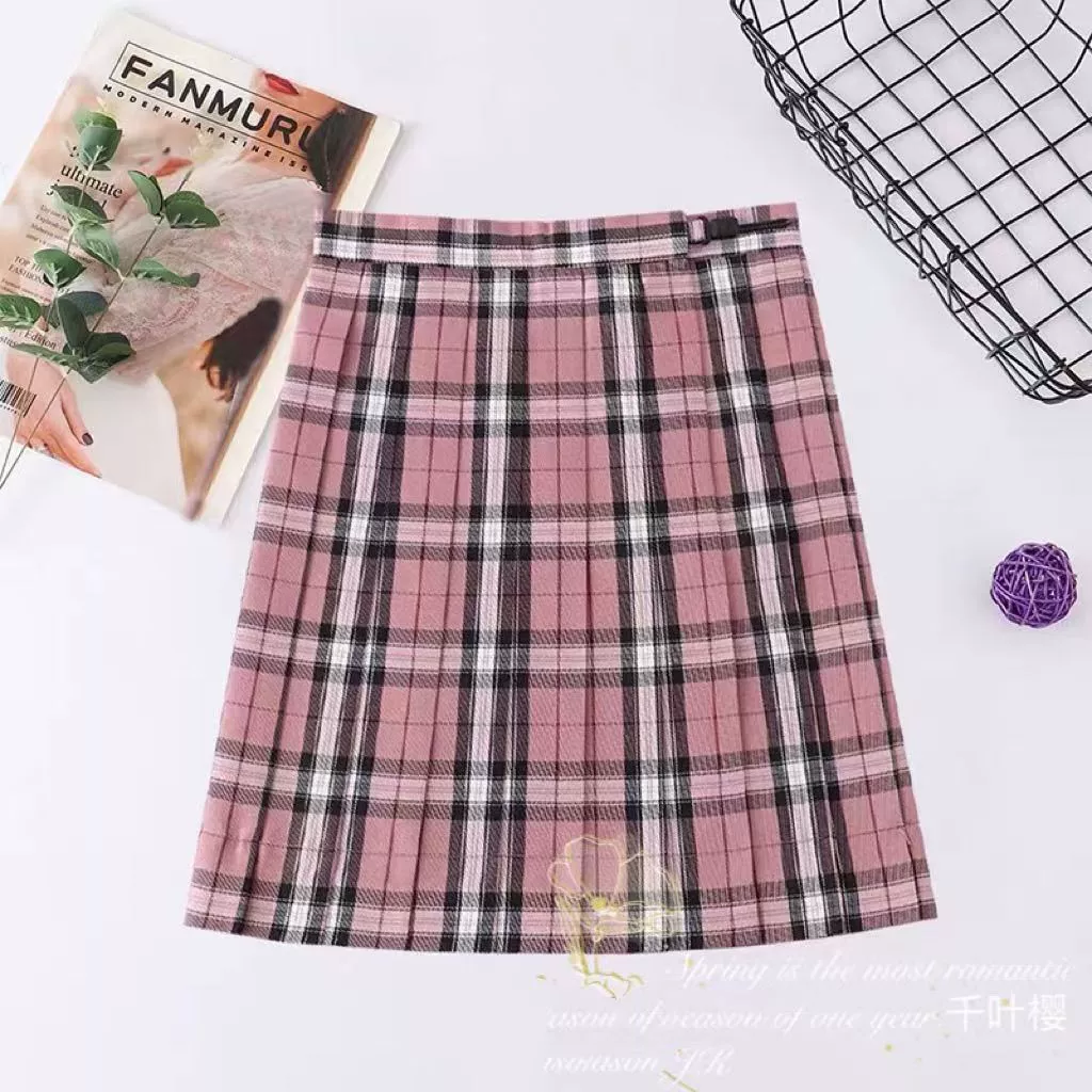 [Белый персиковый аромат с тем же сеткой] jk униформа подлинная JK Tongge College кампус розовый стиль юбка юбка короткая клетка