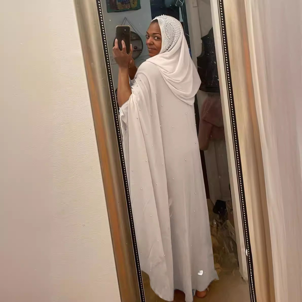 Cross-border Plus-size With Rhinestones And Beads, Middle Eastern Bat-sleeve Robe, Arabic Women's Clothing_ecoleips.com