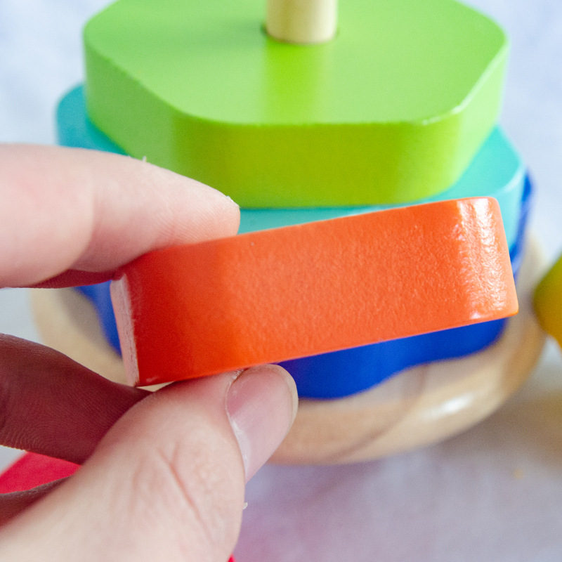 Torre plegable de madera juguete punto al por mayor pintura a base de agua juguete de madera 1-2-3 años bebé bloques regalo de vacaciones