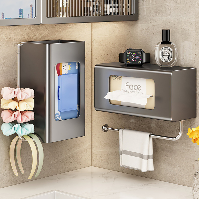 Bathroom Mirror Cabinet Storage Box for Face Towels, Toilet Face Towel Holder, Tissue Paper Roll Holder, Tissue Box Organizer