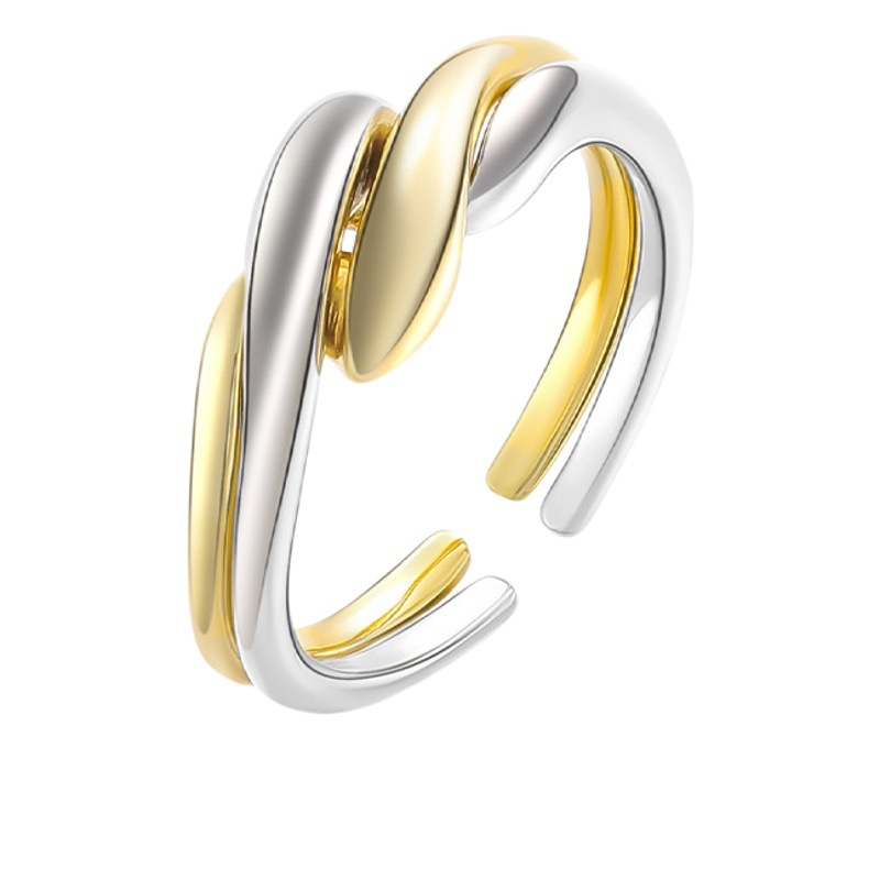 Europa y América S925 anillo de plata mujer irregular ondulación del agua combinación abierta anillo abierto ins estilo simple joyería