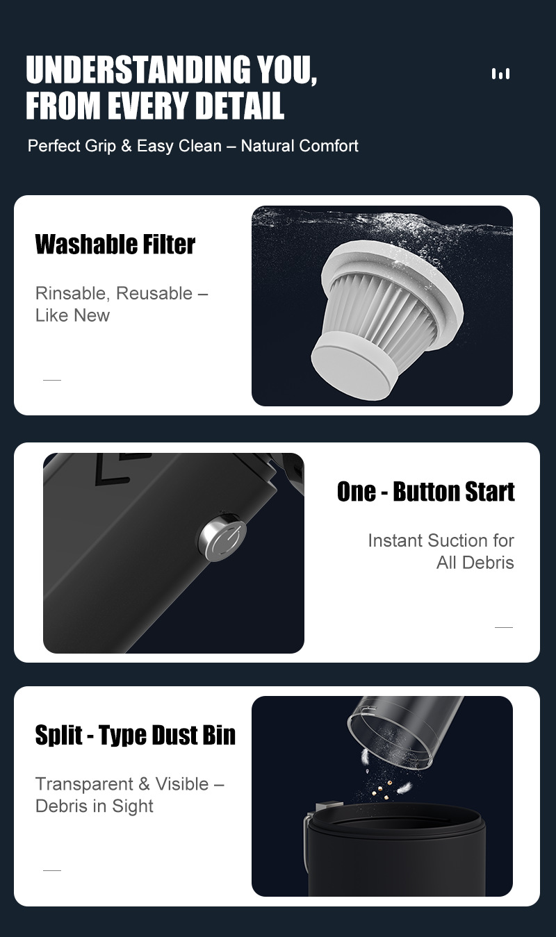 Factory Direct Supply Cross-Border Hot-Selling Car Vacuum Cleaner Wireless Charging Model Dust Remover Trade Model Handheld Vacuum Cleaner