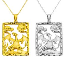 跨境新款龙牌流行男女项链日本宠物小精灵动漫喷火龙形吊坠锁骨链